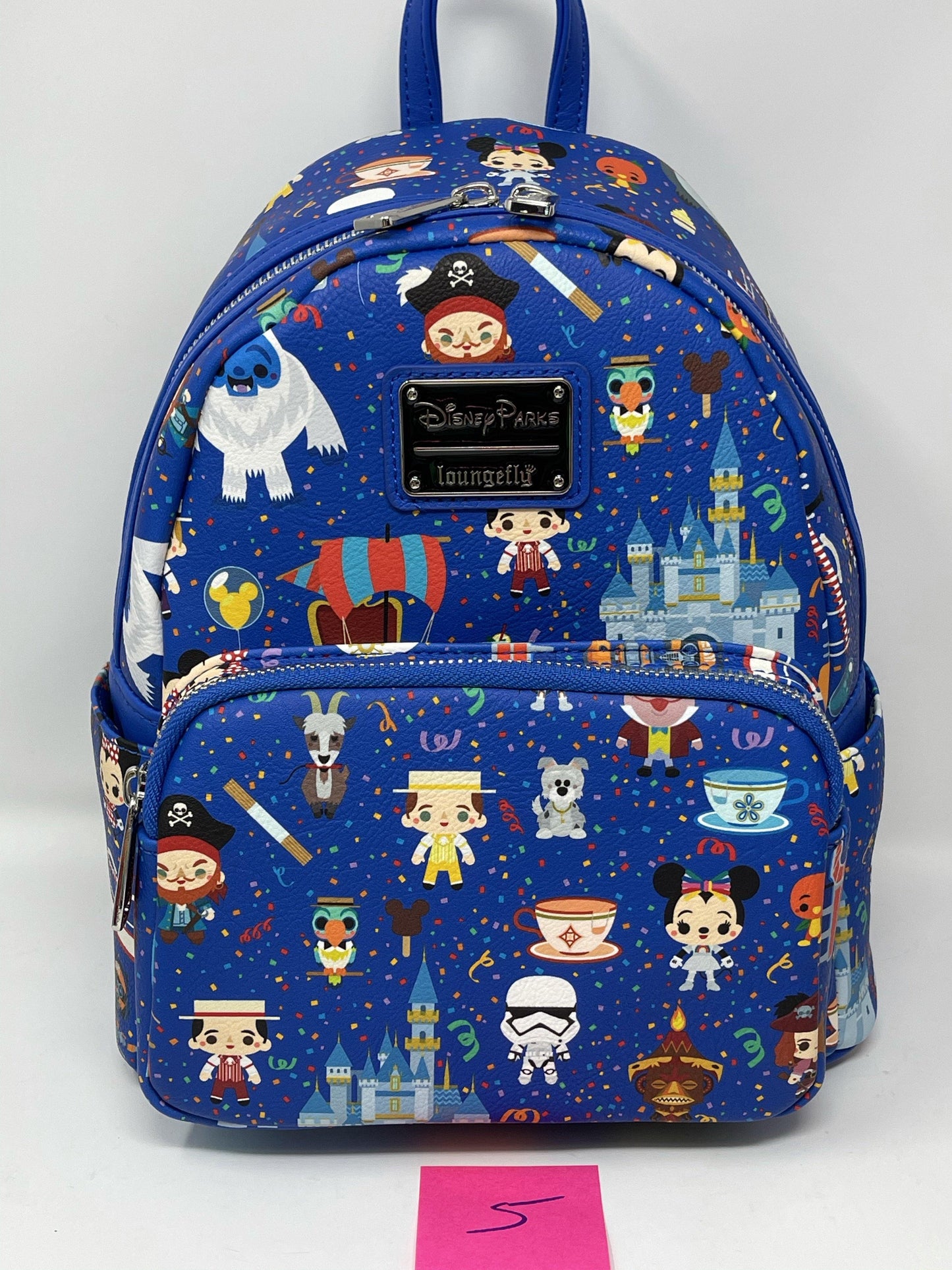 Disney Parks Icons Celebration Loungefly Backpack-Castle, Haunted Mansion, Orange Bird, Balloons, Mickey Snacks - World of Treasures