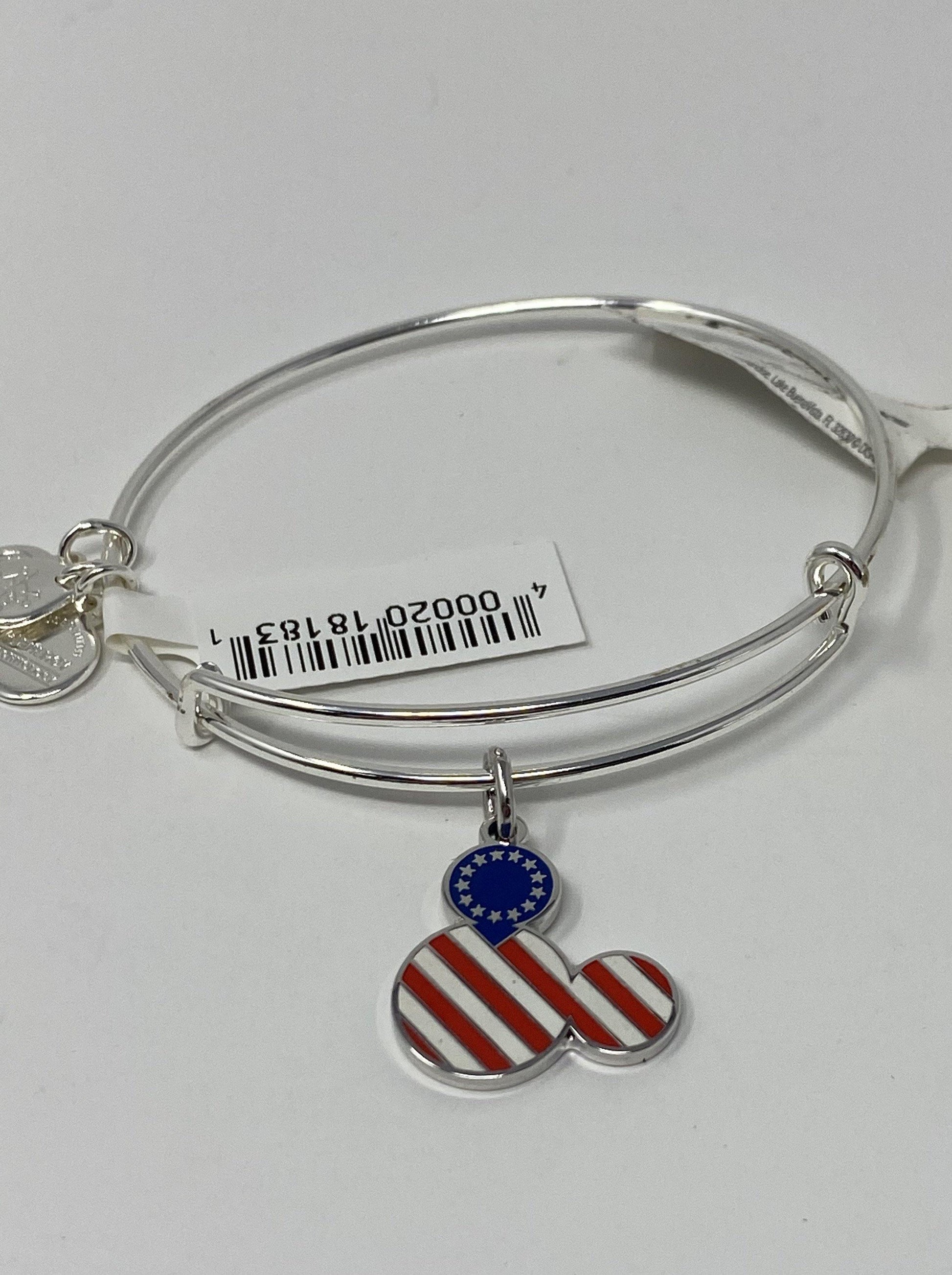 Disney Mickey Mouse Americana Stars and Strips Flag Gold or Silver Alex and Ani Bracelet - World of Treasures