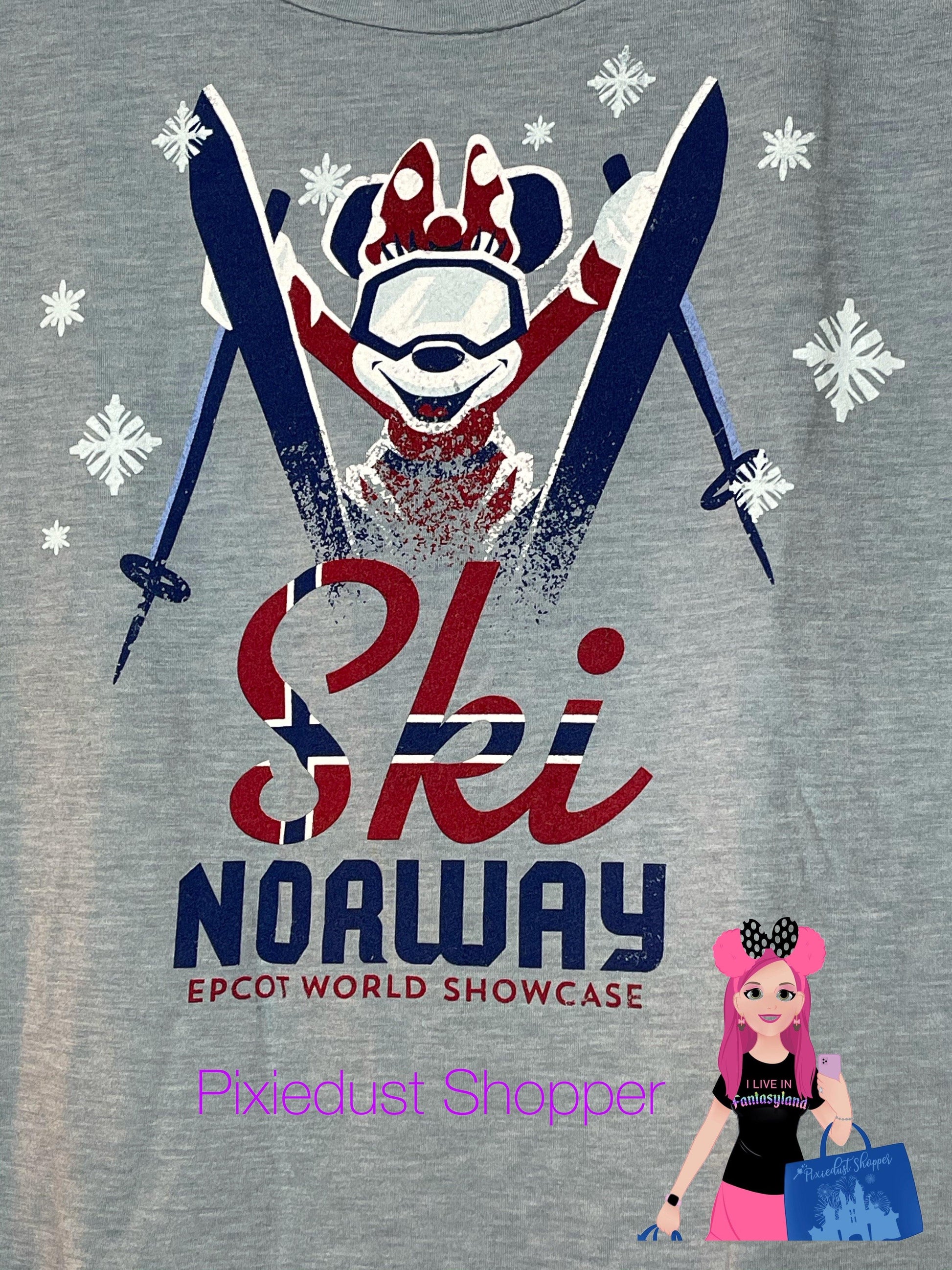 Disney Epcot Norway World Showcase Ski Norway Minnie Ladies Scoop Neck Shirt - World of Treasures