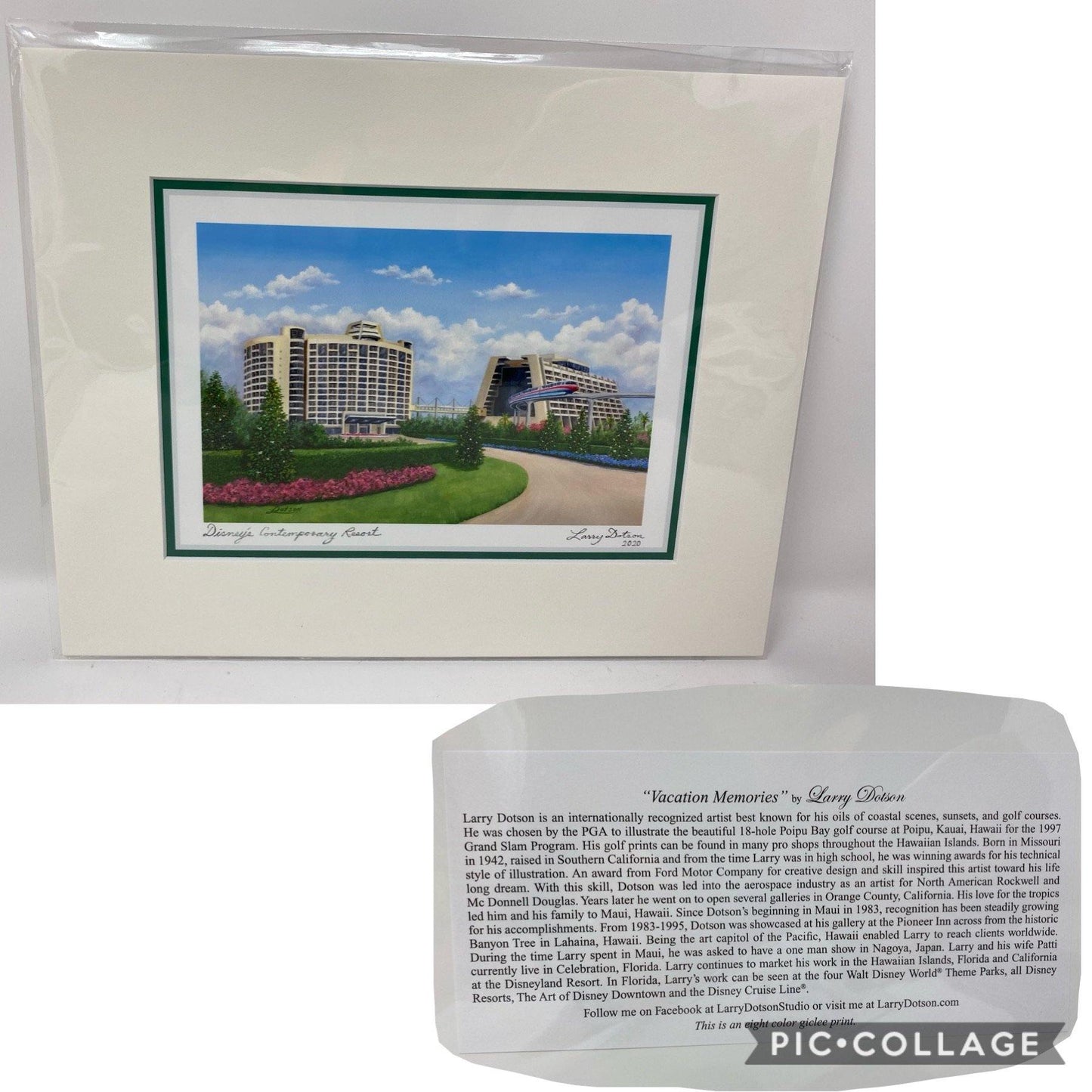 Disney CONTEMPORARY RESORT Larry Dotson Print 8x10" Matted Print - World of Treasures