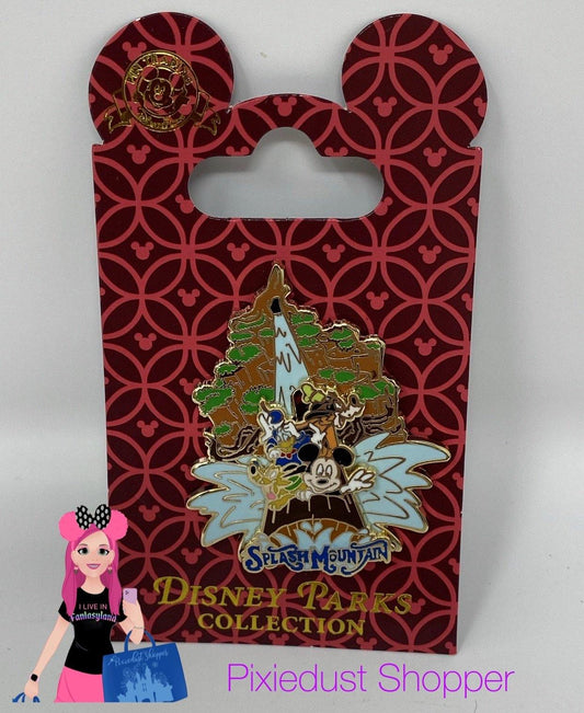 Disney Splash Mountain Mickey, Donald, Goofy Log Flume Slider Pin - World of Treasures