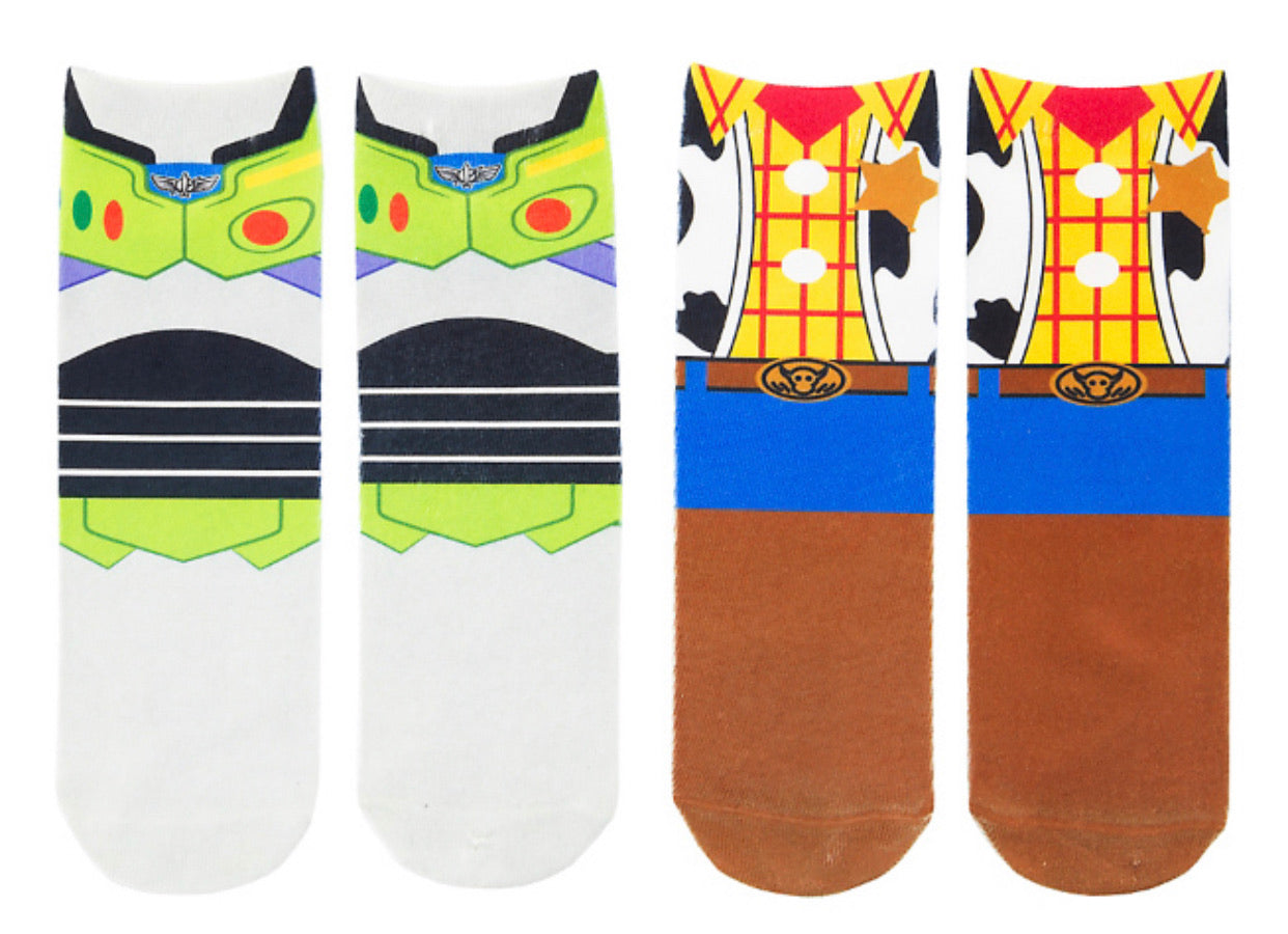 Disney Toy Story Youth Socks Large 2 Pack Buzz and Woody