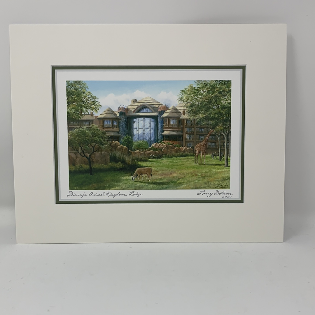 Disney Print “Disney’s Animal Kingdom Lodge” by Larry Dotson 8x10" Matted Print - World of Treasures