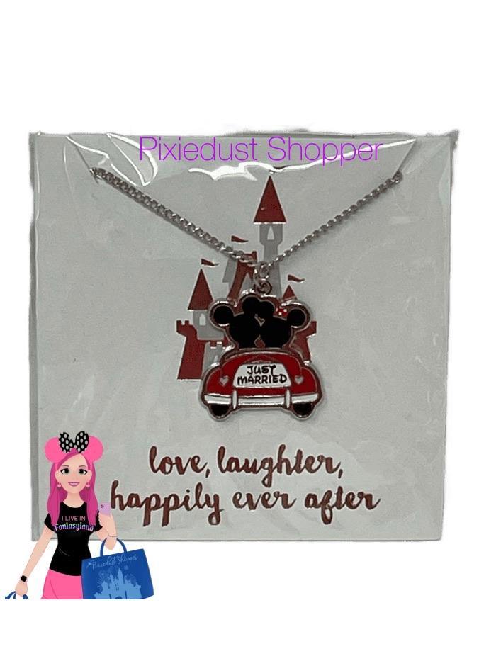 Disney Mickey and Minnie Just Married Necklace - World of Treasures