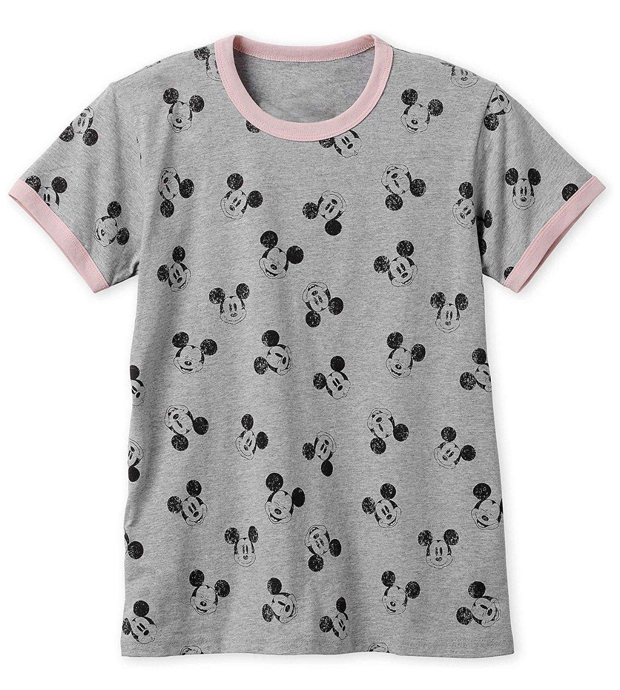 Disney Store Mickey All Over Ringer Ladies Shirt - World of Treasures