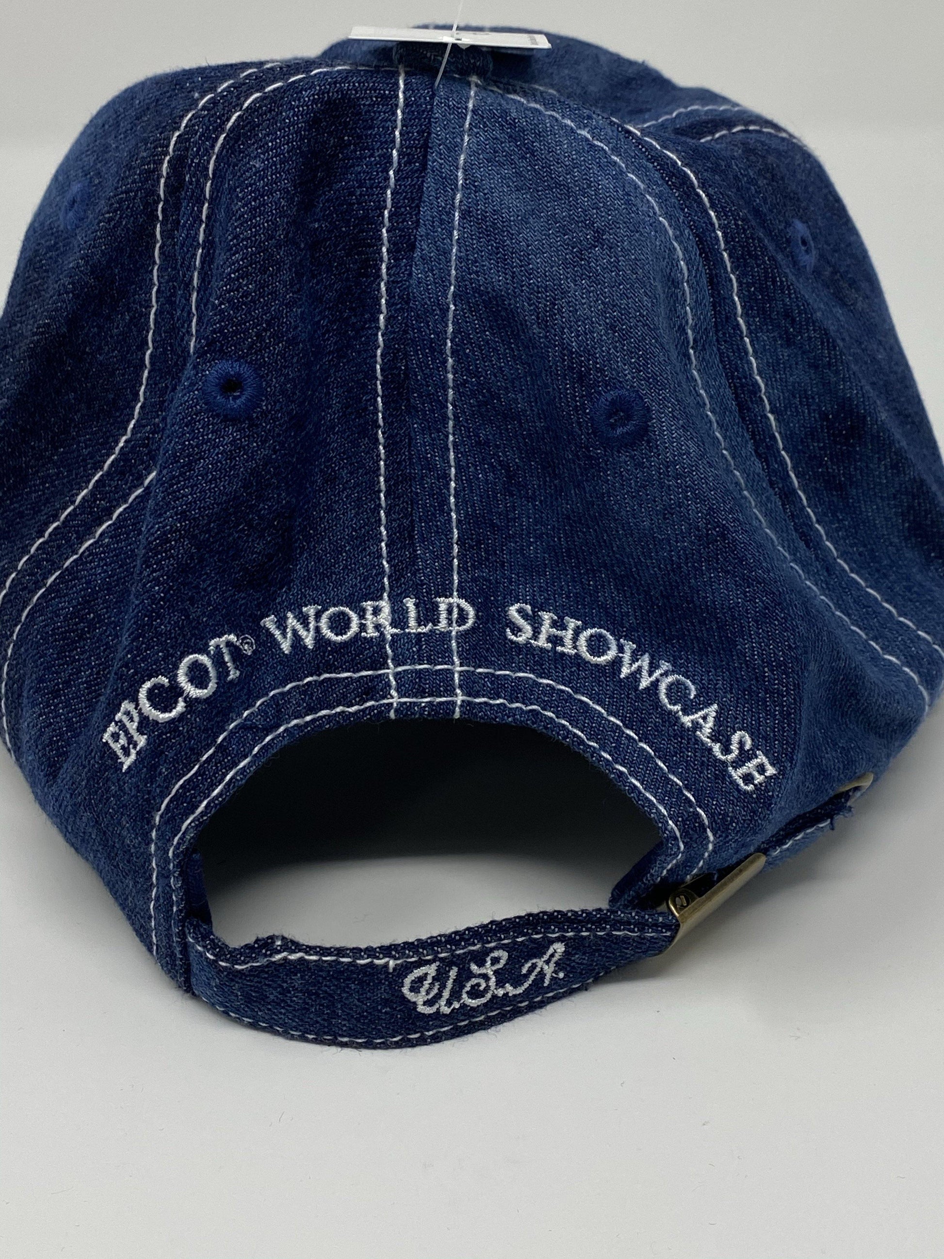 Disney Mickey Mouse Americana Baseball Epcot World Showcase denim Baseball Adult Hat - World of Treasures