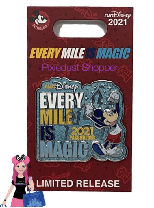 Disney Mickey Every Mile Is Magic RunDisney 2021  Passholder Pin-Limited Release - World of Treasures