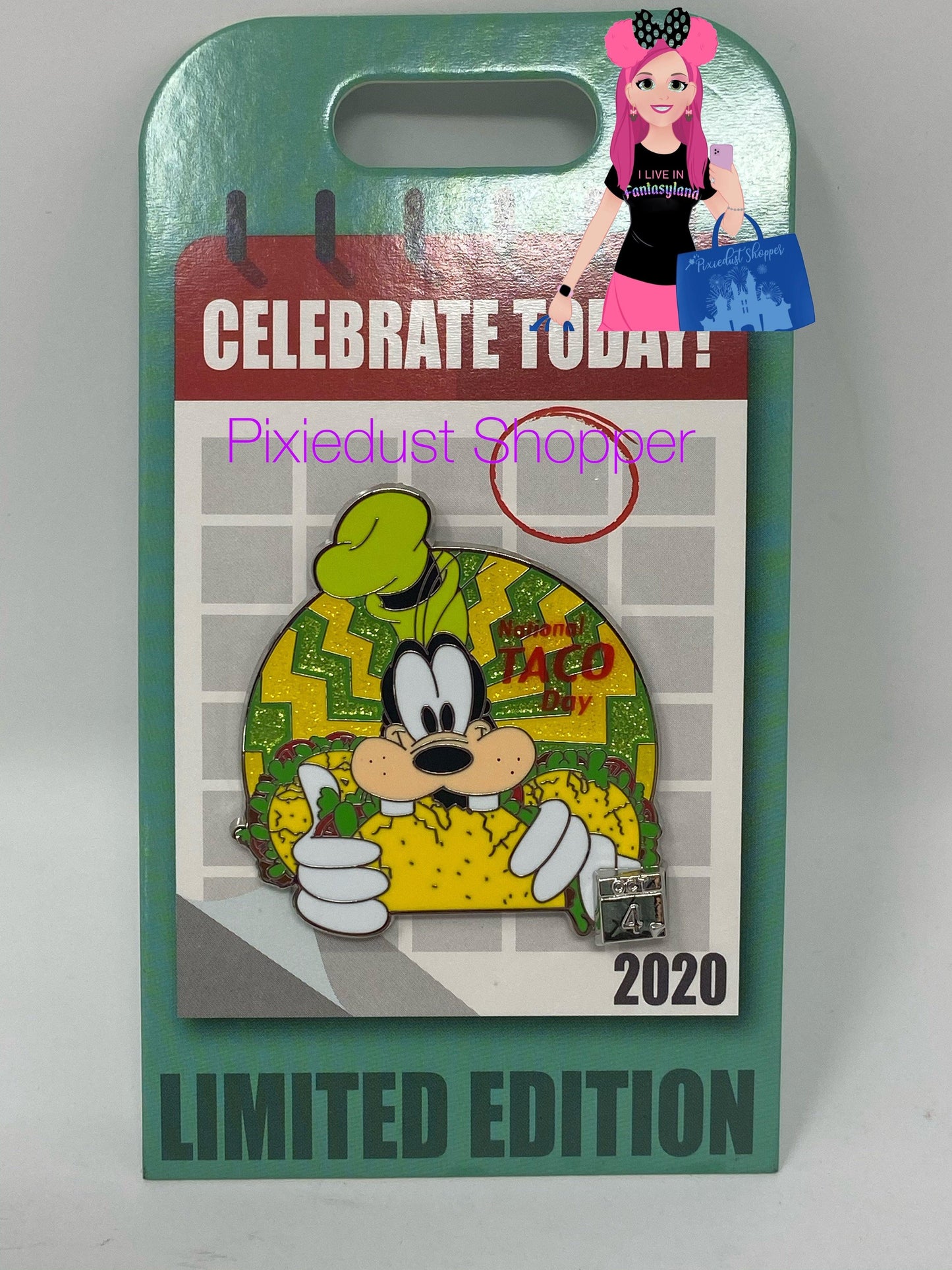 Disney Celebrate Today National Taco Day Oct 4th Goofy Pin Limited Edition - World of Treasures