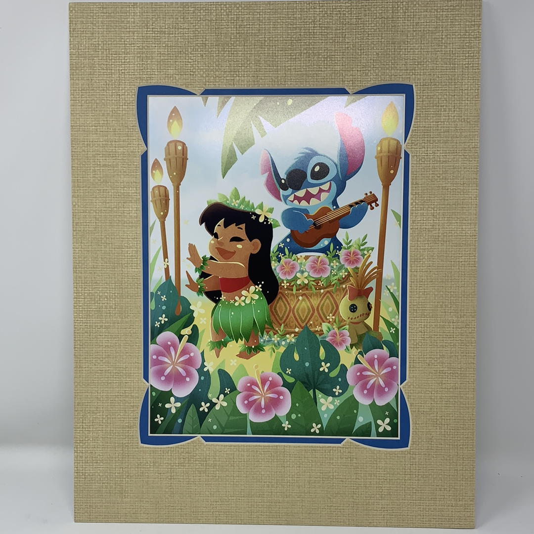 Disney Print “Hula Time” by Eunjung June Kim 14x18" Matted Print - World of Treasures