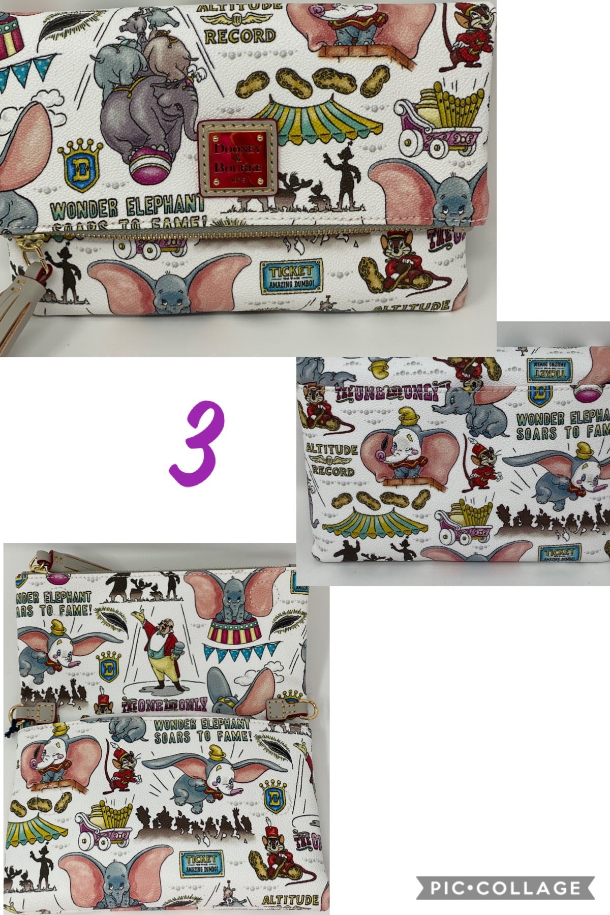 Disney Dooney and Bourke Dumbo Foldover Crossbody Purse