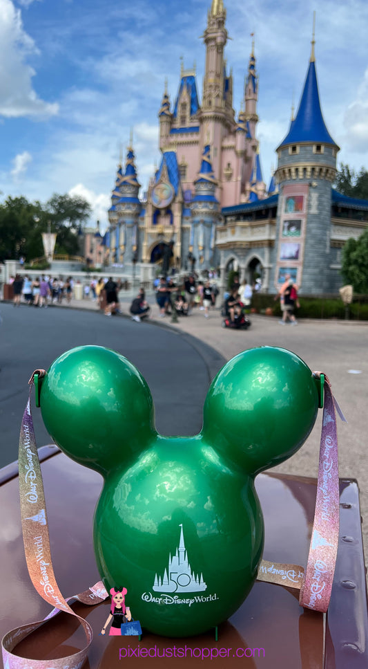 Walt Disney World 50th Anniversary Mickey Balloon Popcorn Bucket-Green