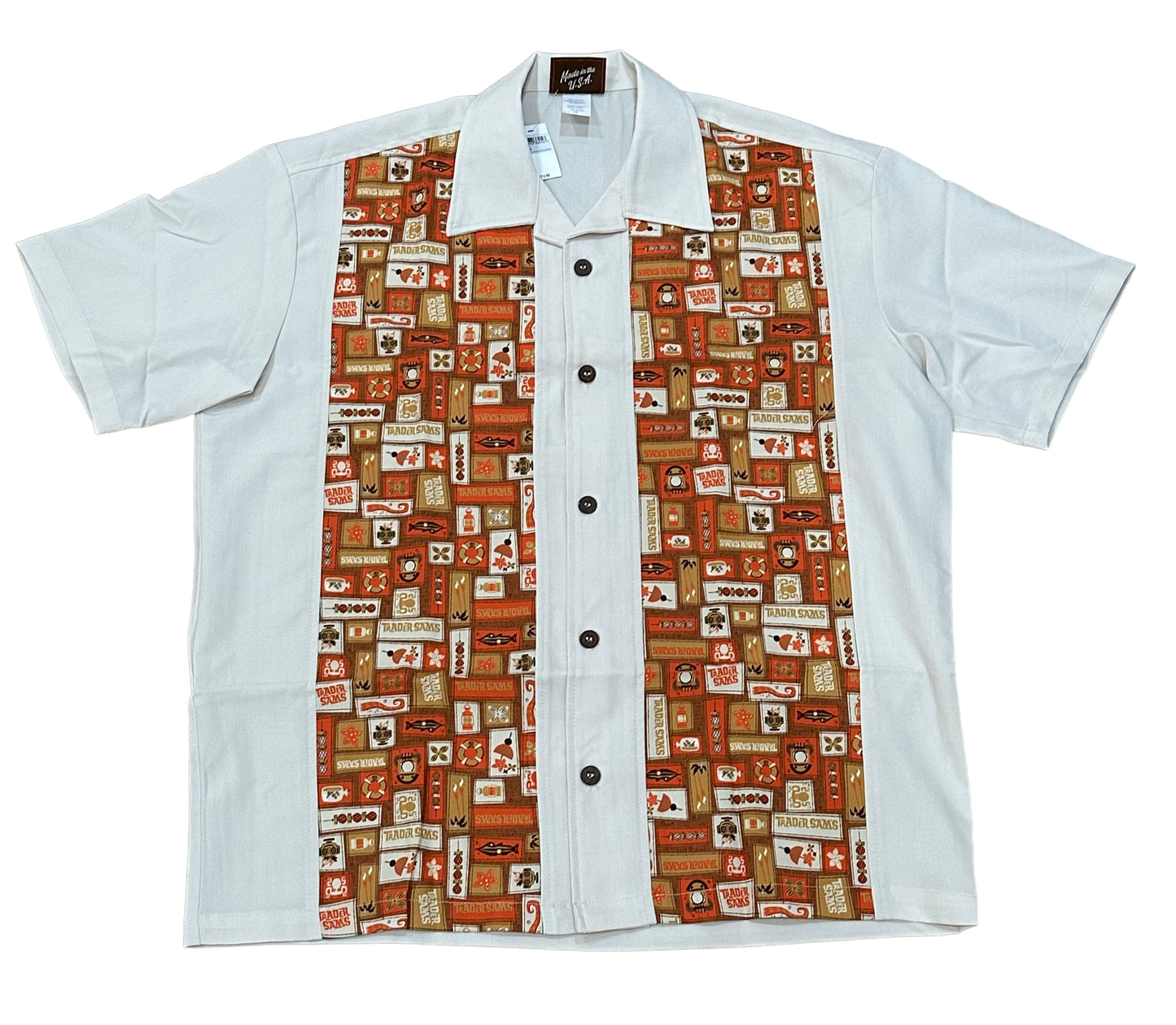 Disney Polynesian Village Trader Sams Woven Tiki Camp Shirt