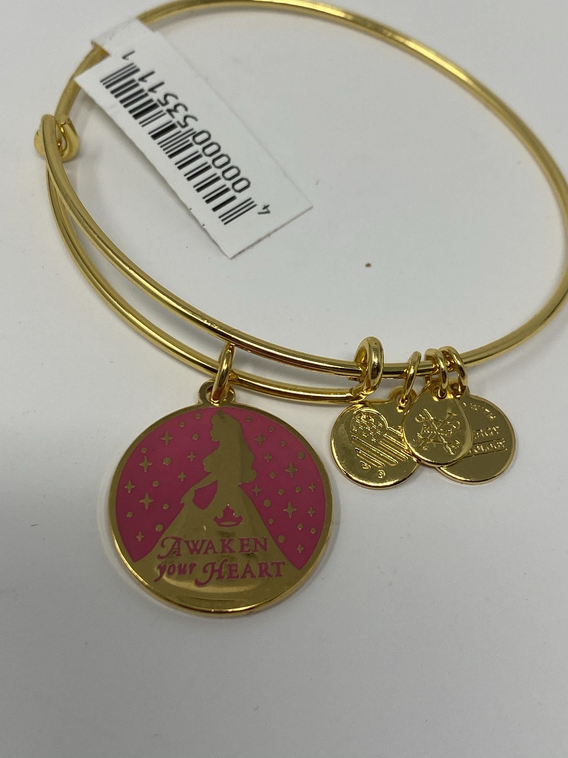 Disney Sleeping Beauty Awaken Your Heart Gold Alex and Ani Bracelet - World of Treasures