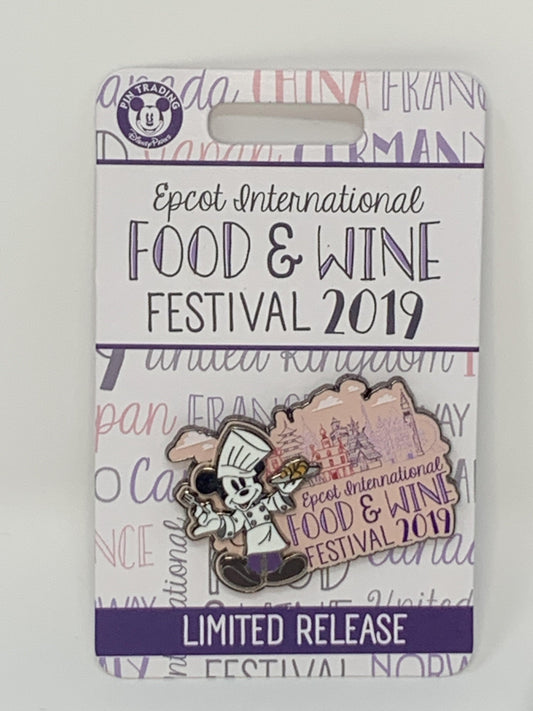 Disney Pin - Mickey Mouse - Epcot Food & Wine Festival 2019 Logo - World of Treasures