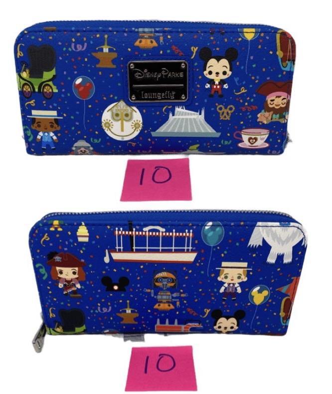 Disney Parks Icon Attractions Celebrations Loungefly Wallet-Castle, Tiki, Orange Bird, Dapper Dan - World of Treasures