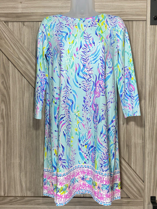 Lilly Pulitzer Ophelia Swing Dress Blue Oasis Tint Swim Shady Engineered Knit - World of Treasures