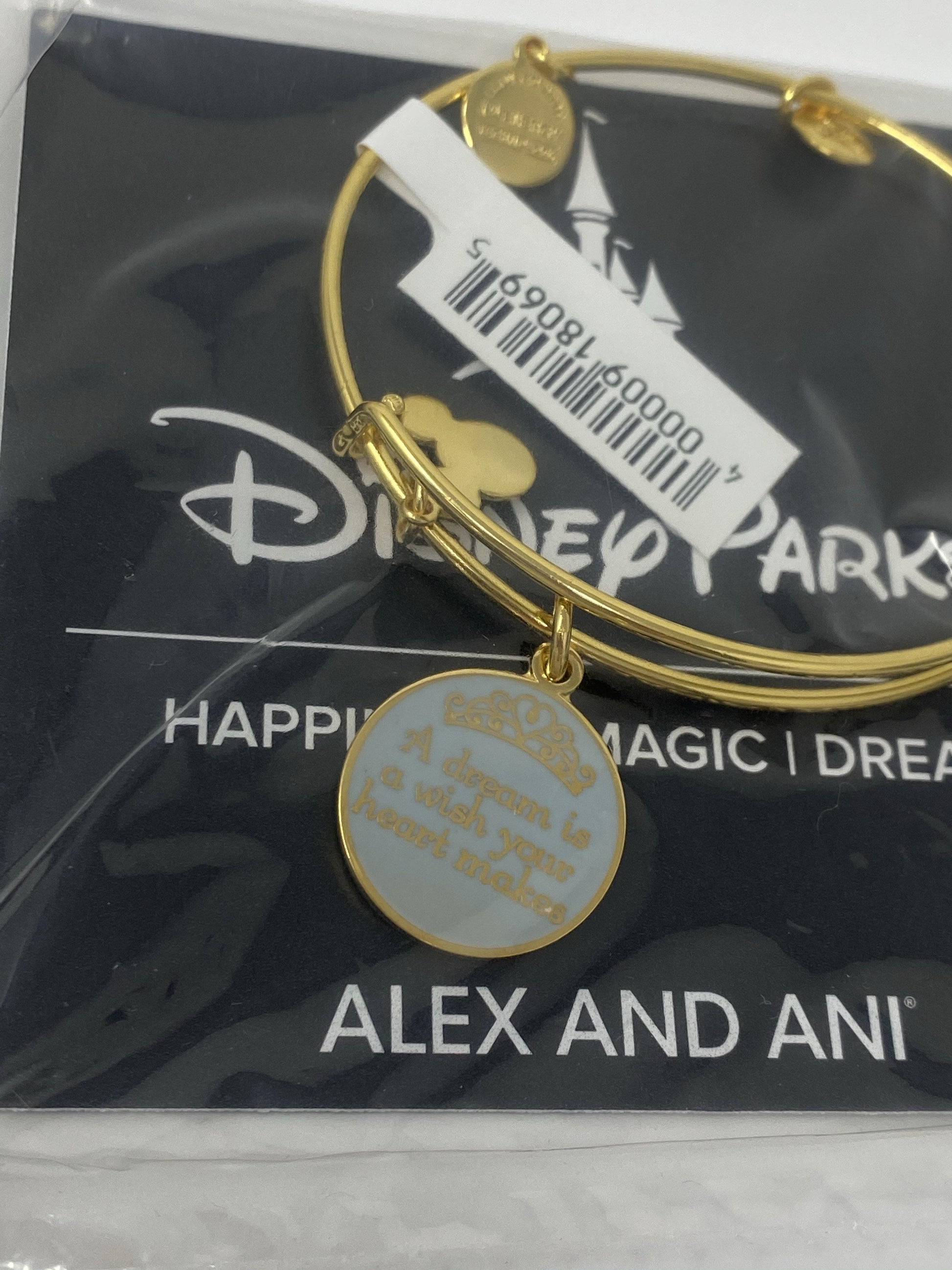 Disney A Dream is a Wish your Heart Makes Gold Alex and Ani Bracelet - World of Treasures