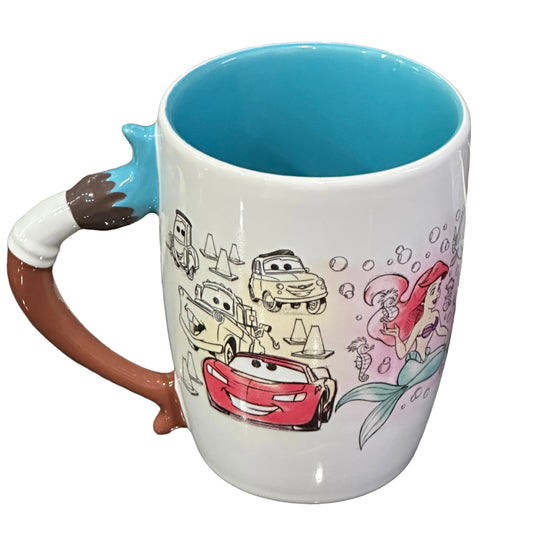 Disney Art of Animation Ariel, Cars, Paintbrush Handle Mug