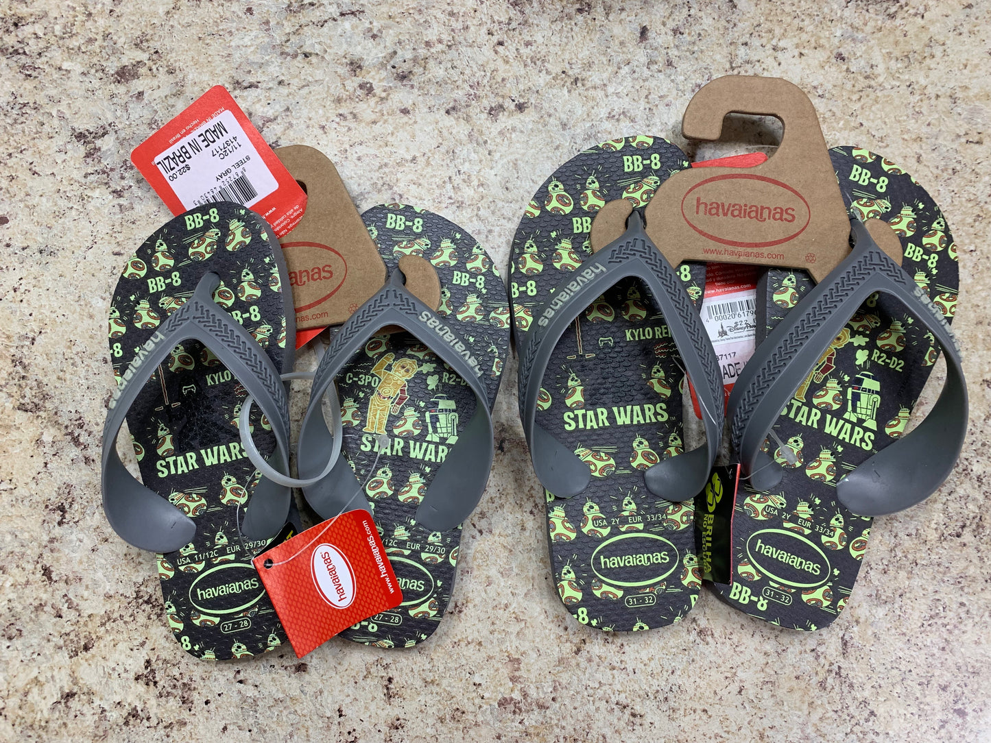 Disney Star Wars BB-8, R2D2, and C3PO Glow in the Dark Kids Havaianas Flip Flop