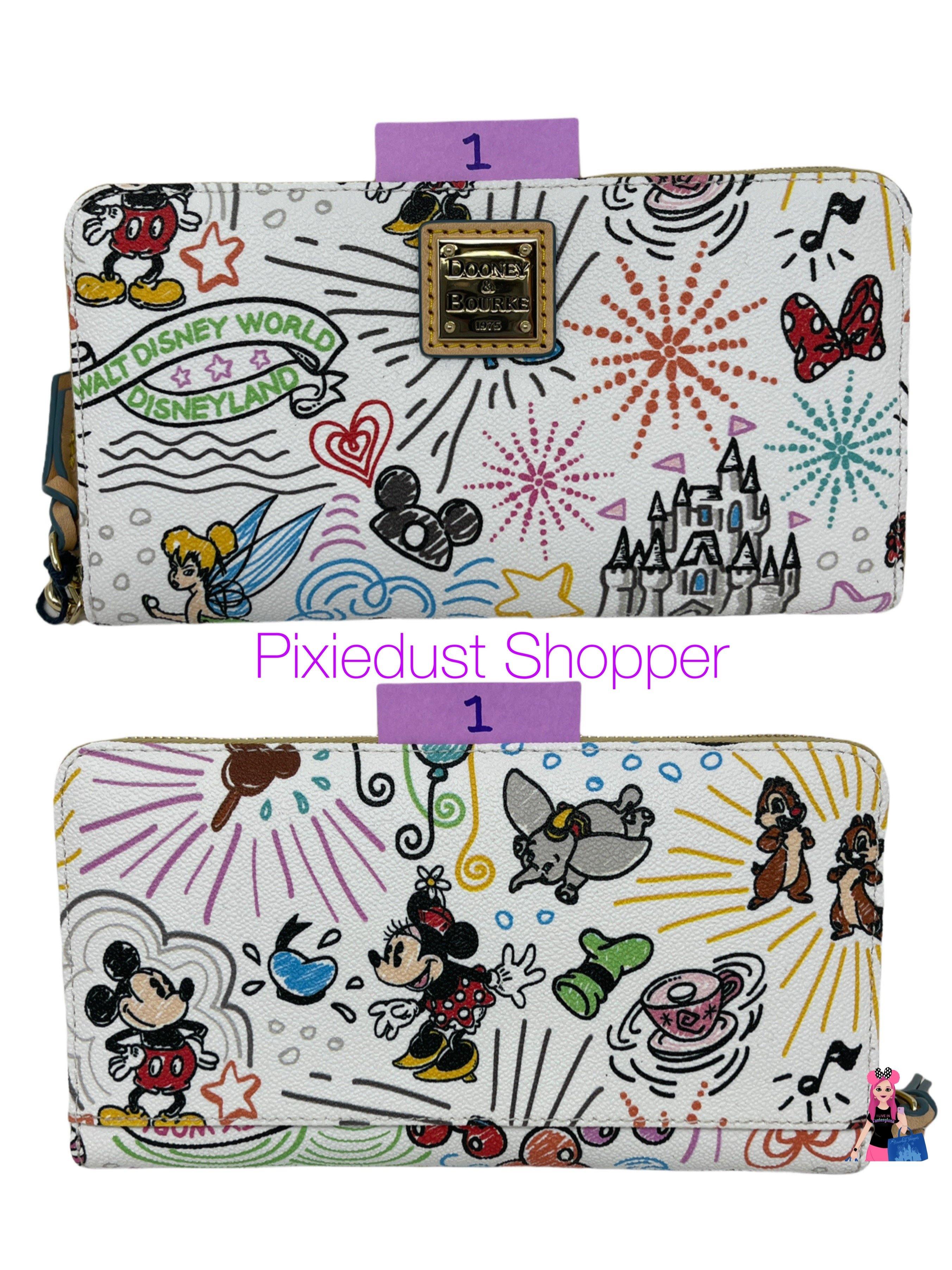 Disney Dooney Bourke Sketch Wallet Wristlet with Castle Tinkerbell World of Treasures