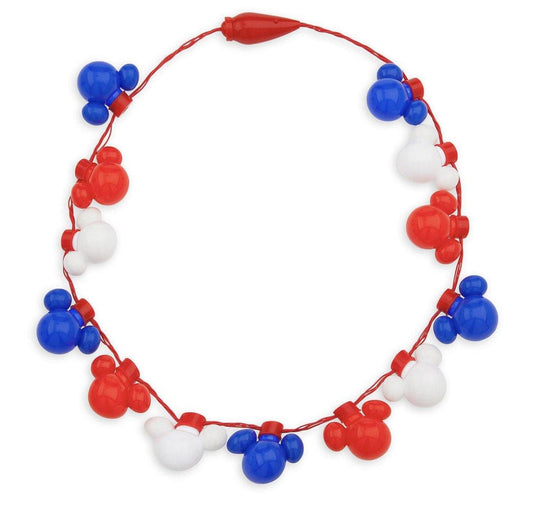 Disney Mickey Mouse Red, White, and Blue Americana Light Up Necklace - World of Treasures