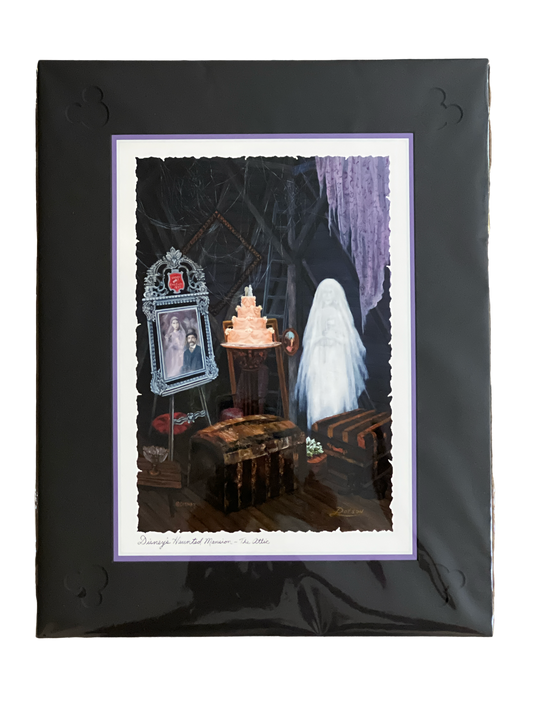 Disney Larry Dotson Haunted Mansion The Attic 11x14 Print Including Mat