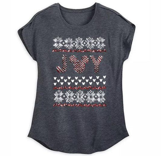 Disney Mickey Icon Joy Peppermint Flip Sequin Shirt - World of Treasures