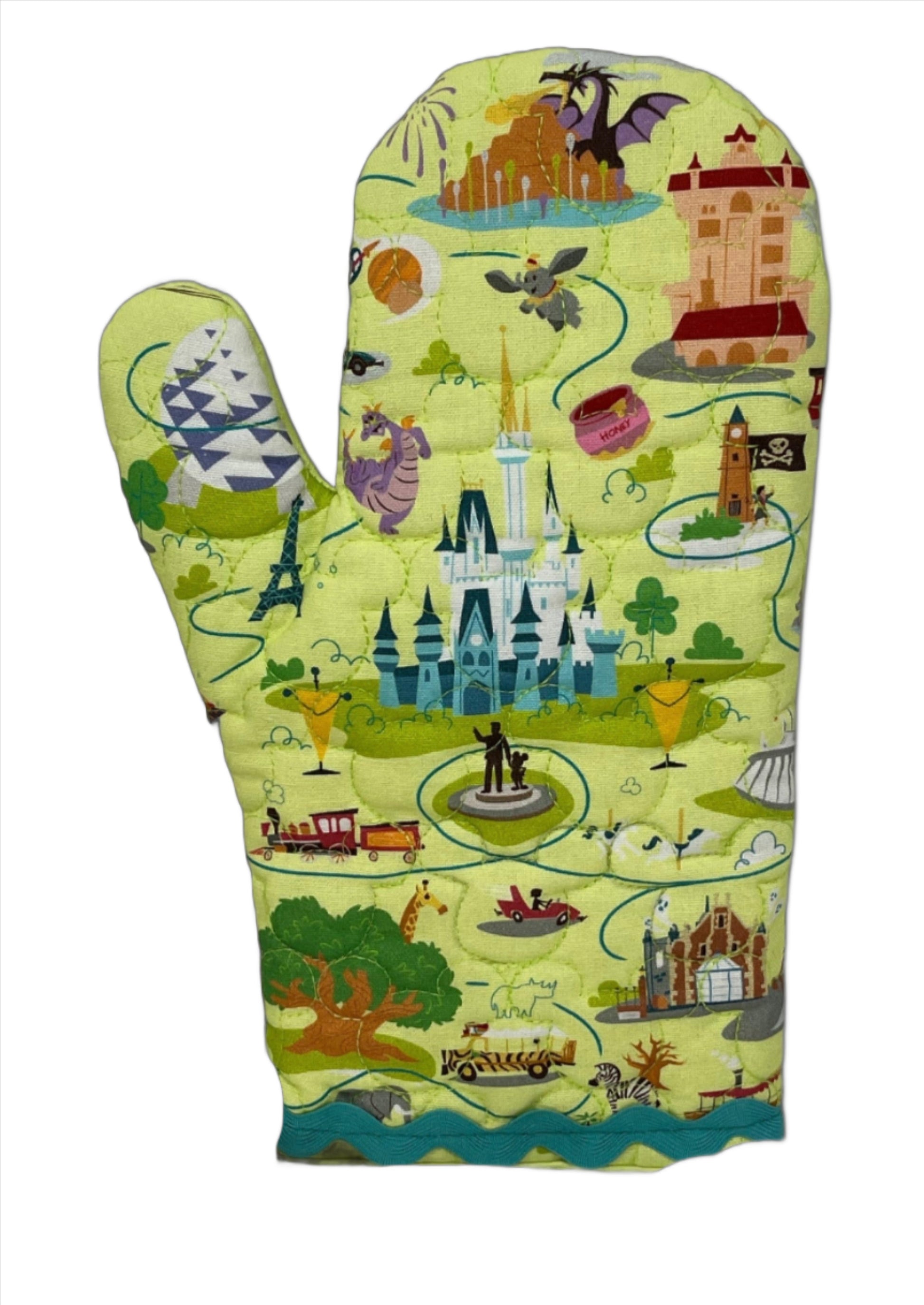 Walt Disney World Map Oven Mitt-Magic Kingdom, Epcot, Tower, Animal Kingdom - World of Treasures