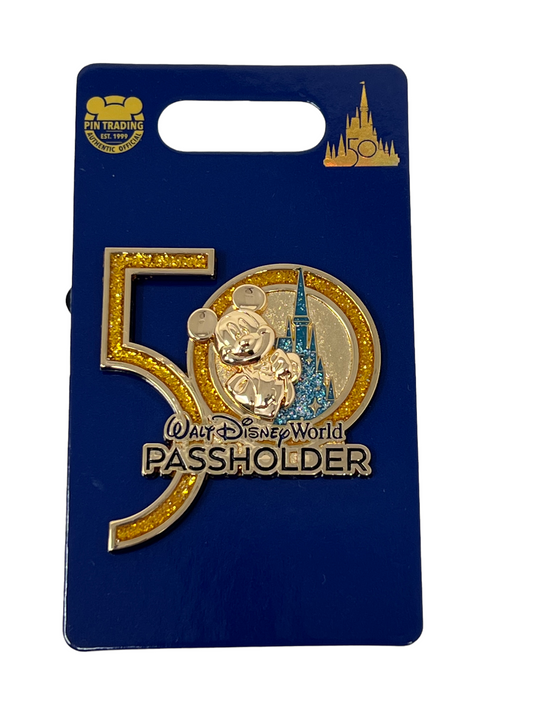 Walt Disney World 50th Anniversary Mickey Passholder Pin