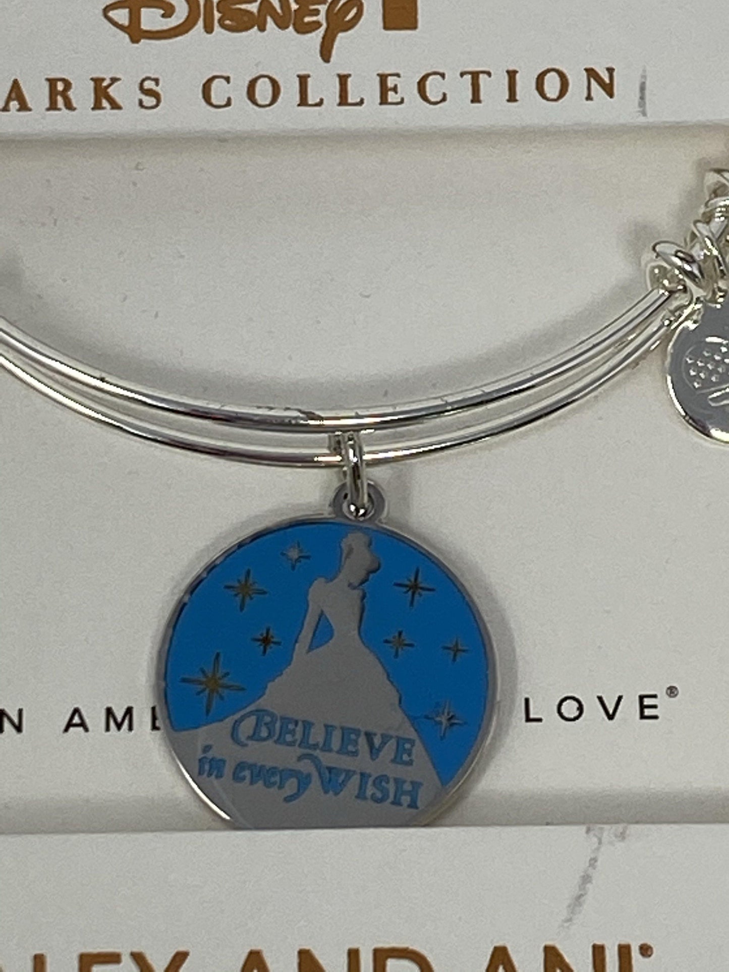 Disney Cinderella Believe In Every Wish Silver Alex and Ani Bracelet - World of Treasures