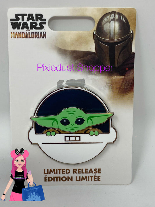 Disney Star Wars The Mandalorian Baby Yoda with Movable Head in Egg Pin Limited Release - World of Treasures