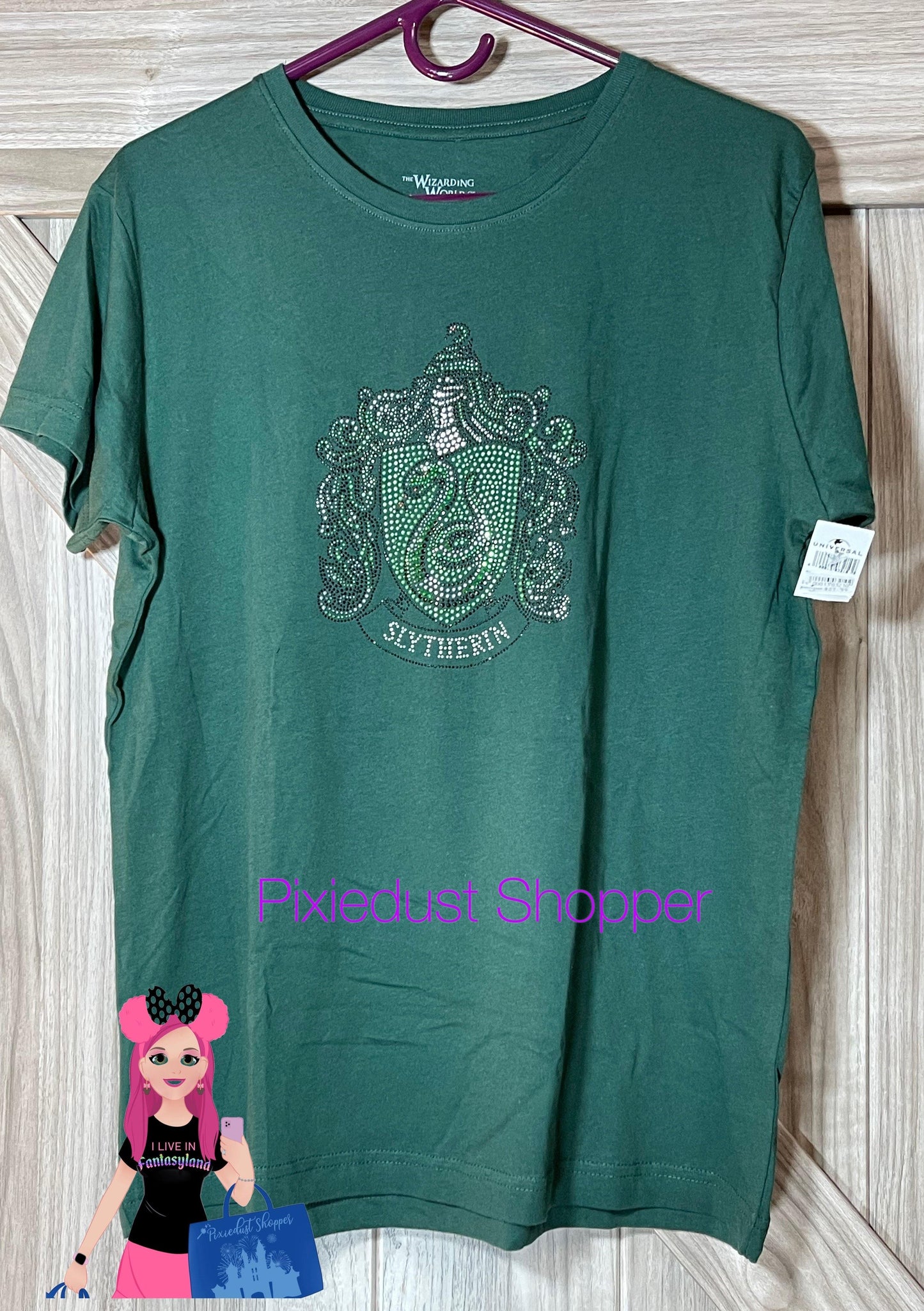 Universal Studios Harry Potter - Slytherin Rhinestone Crest Ladies Shirt - World of Treasures