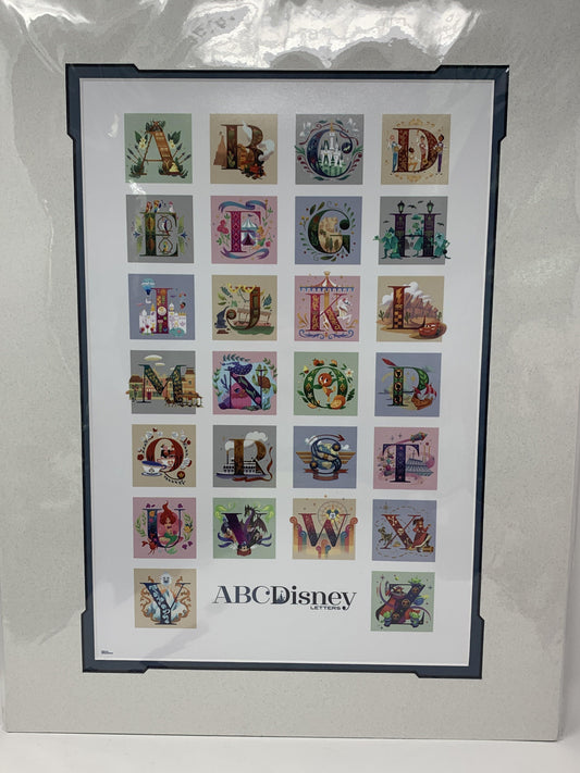 Disney ABC Disney Letters Alphabet 14x18” Matted Print - World of Treasures