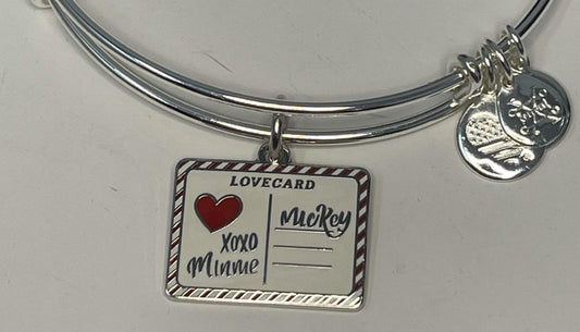 Disney Alex and Ani Mickey & Minnie Postcard Bangle – Silver - World of Treasures