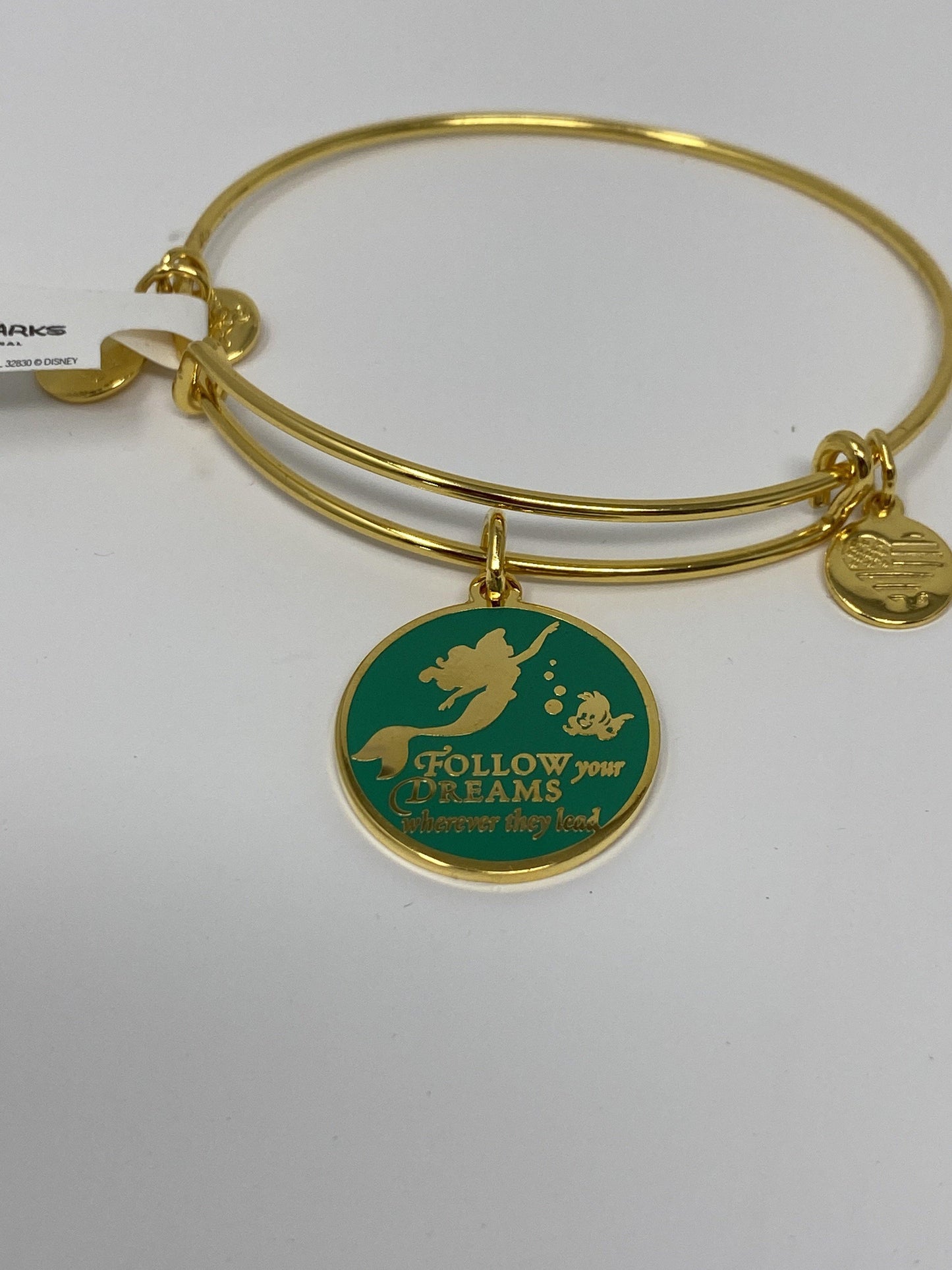 Disney Ariel Follow your Dreams Gold Alex and Ani Bracelet - World of Treasures