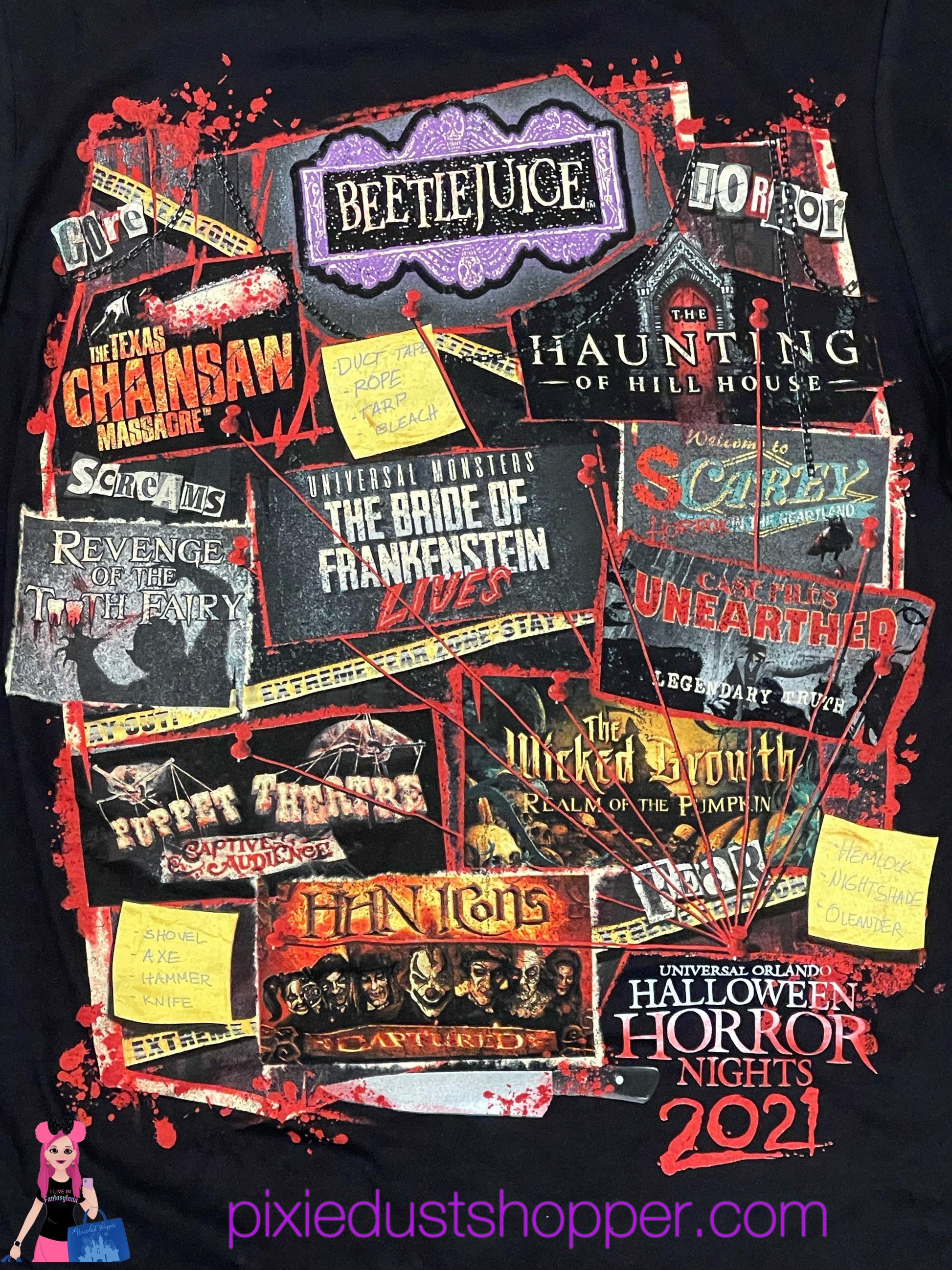 Universal Studios Halloween Horror Nights Don’t Go Alone V Neck Shirt - World of Treasures