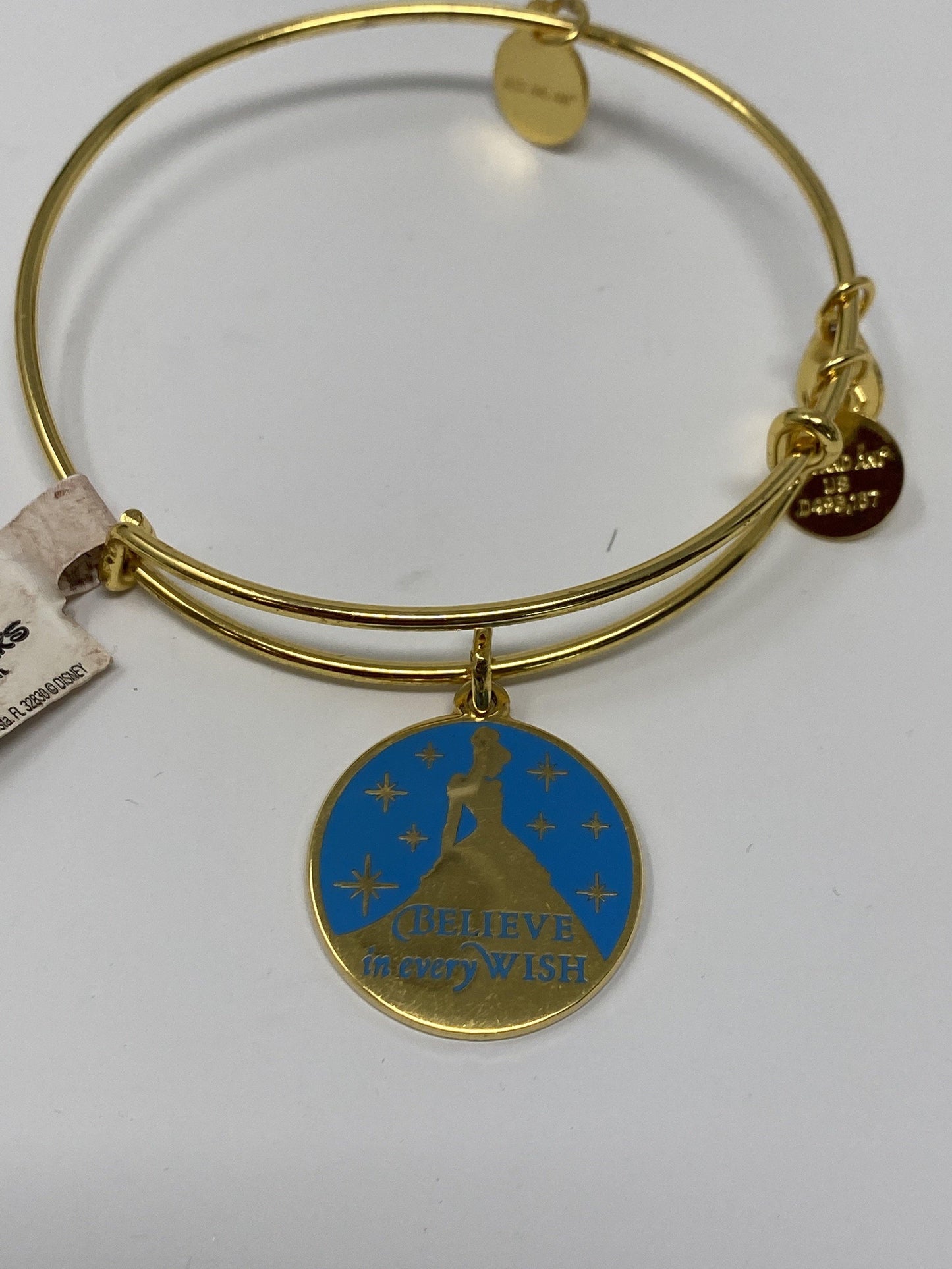 Disney Cinderella Believe in Every Wish Gold Alex and Ani Bracelet - World of Treasures