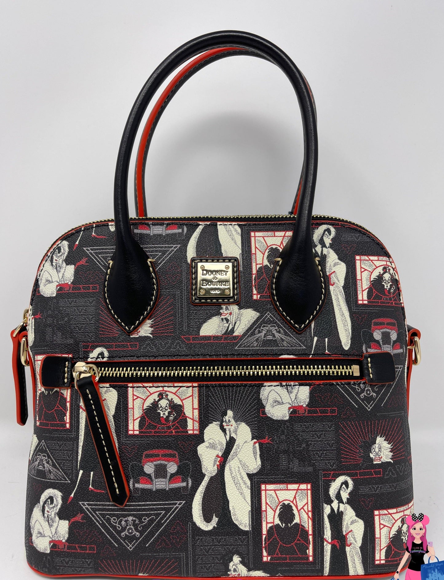 Disney Cruella De Vil Zip Domed Satchel Purse by Dooney & Bourke – 101 Dalmatians - World of Treasures