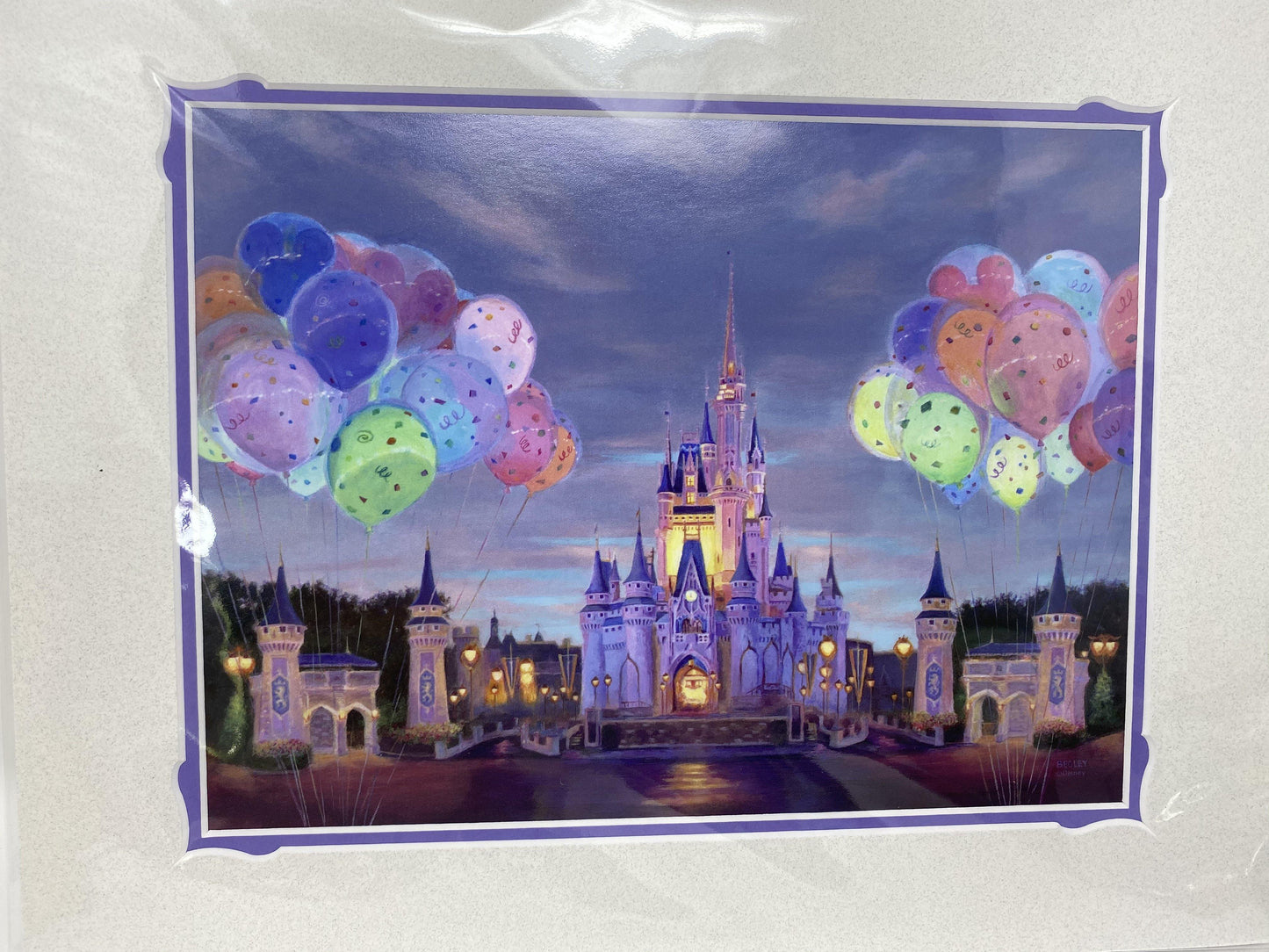 Disney World "Celebrate" 11x14 Cinderella Castle with Balloons Print -by Rosemary Begley - World of Treasures