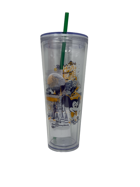 Walt Disney World 50th Anniversary Starbucks Retro Venti Tumbler with Straw