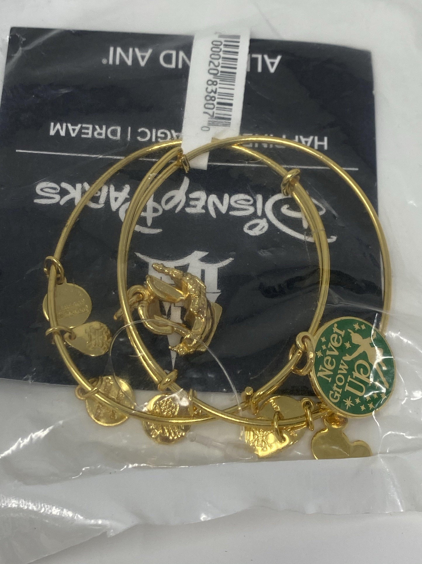 Disney Peter Pan Never Grow Up and Ship Gold Alex and Ani 2 Bracelet Set - World of Treasures