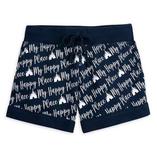 Disney World “My Happy Place” Castle Drawstring Women Sweat Shorts - World of Treasures
