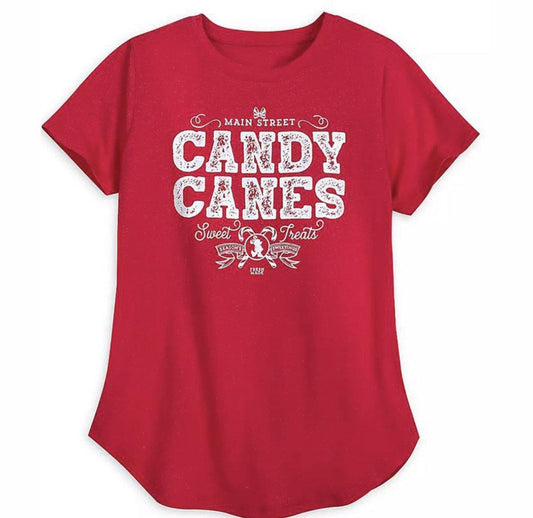 Disney Minnie Main Street Candy Canes Women’s Shirt - World of Treasures