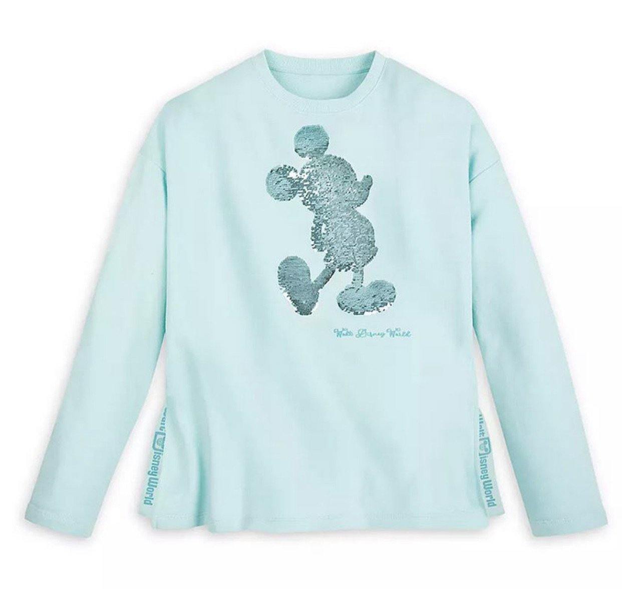 Disney World Arendelle Aqua Mickey Flip Sequin Sweatshirt - World of Treasures