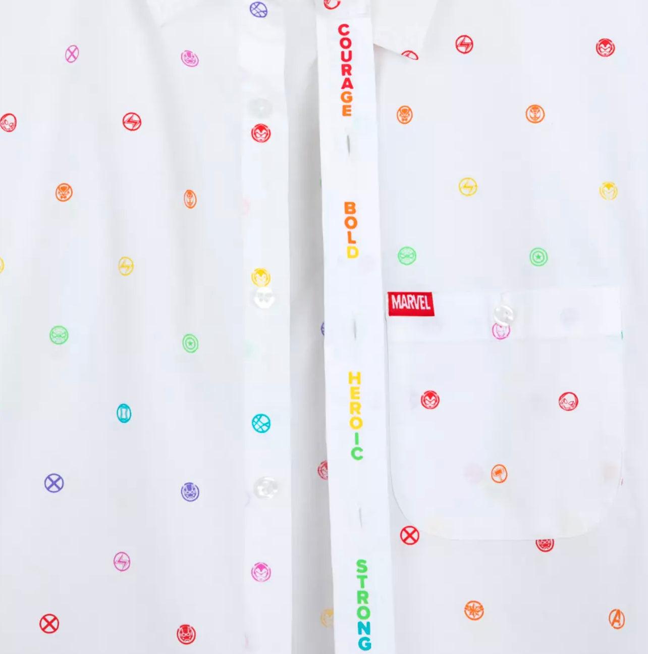 Disney Marvel Rainbow Pride Camp Button Woven Shirt