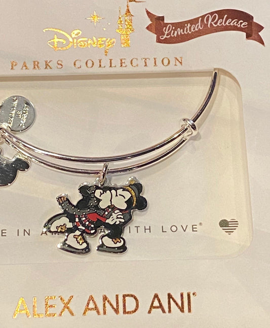 Disney Mickey and Minnie Mouse Ice Skating Bangle by Alex and Ani - World of Treasures