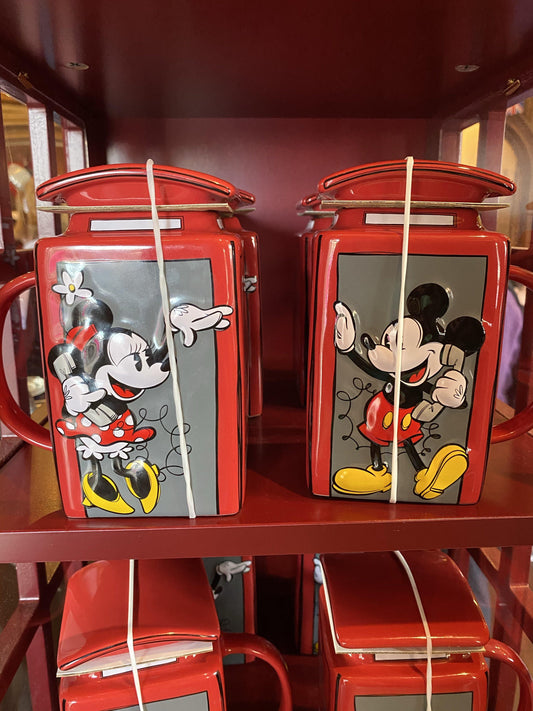 Disney Epcot UK World Showcase Minnie and Mickey Phone Booth Mug with Lid - World of Treasures