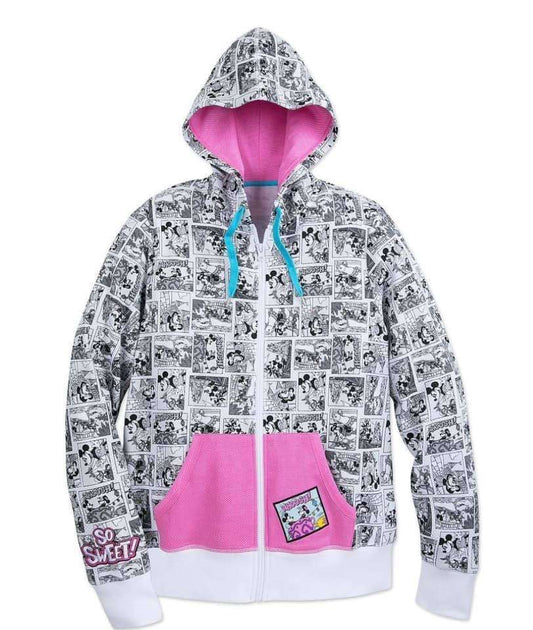 Disney Minnie Mickey Comic Strip zip up Hoodie