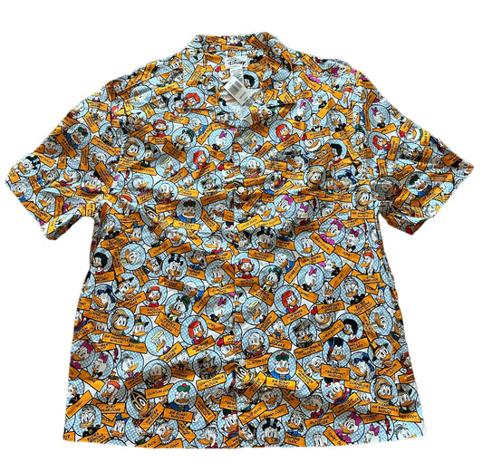 Disney Ducks Woven Camp Shirt-Donald Daisy Scrooge Medium