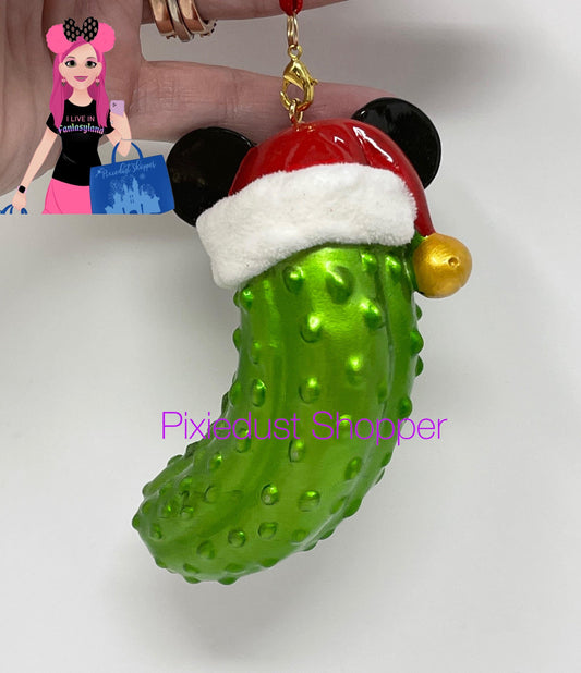 Disney Christmas Pickle with Mickey Ear Santa Hat Ornament - World of Treasures